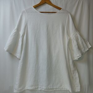 Bryn Walker 100% Linen Tunic Top Women's Size Small White Empire Waist
